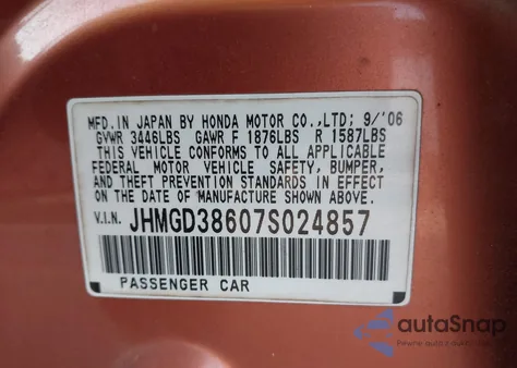 2007 Honda Fit S from USA, damaged, VIN JHMGD38607S024857